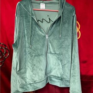 PINK Victoria's Secret Teal Velvet Hoodie